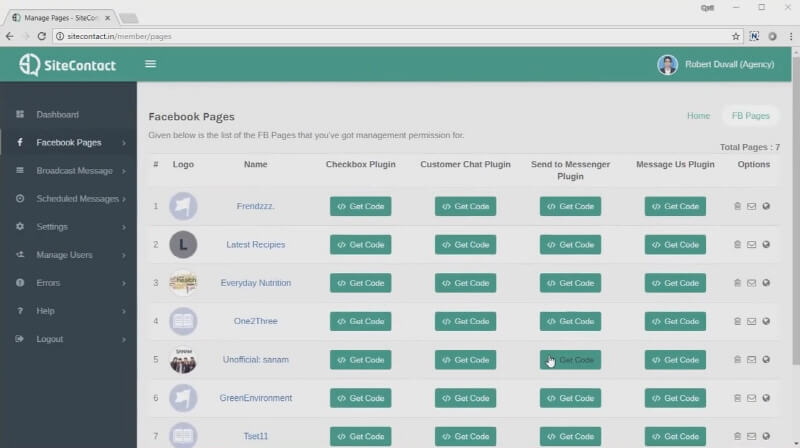 SiteContact Facebook Messaging App