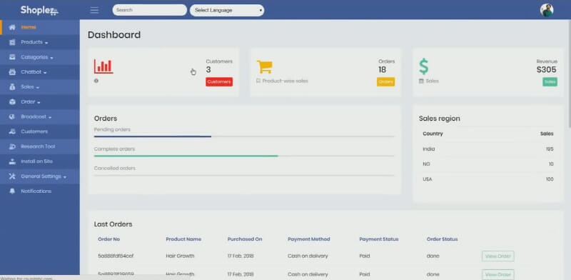 eCom Facebook Messenger Bot