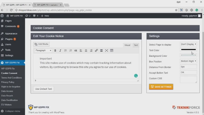 WP GDPR Fix Demo