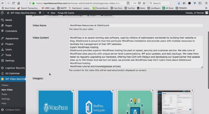 WP Video Machine Content Video Creator