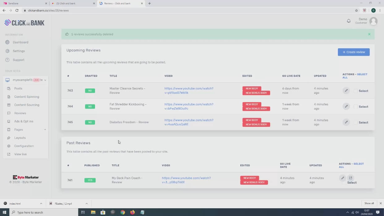 Click and Bank Demo